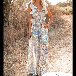 Vici | Dresses | Vici Zabelle Floral Ruffle Cutout Maxi Dress | Poshmark